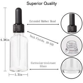 Stellacare 4P, 1 ounce Dropper Bottle for Oil Glass Bottle Small Glass Bottles with Lids Leak Proof Travel Bottles Tmpty Bottles