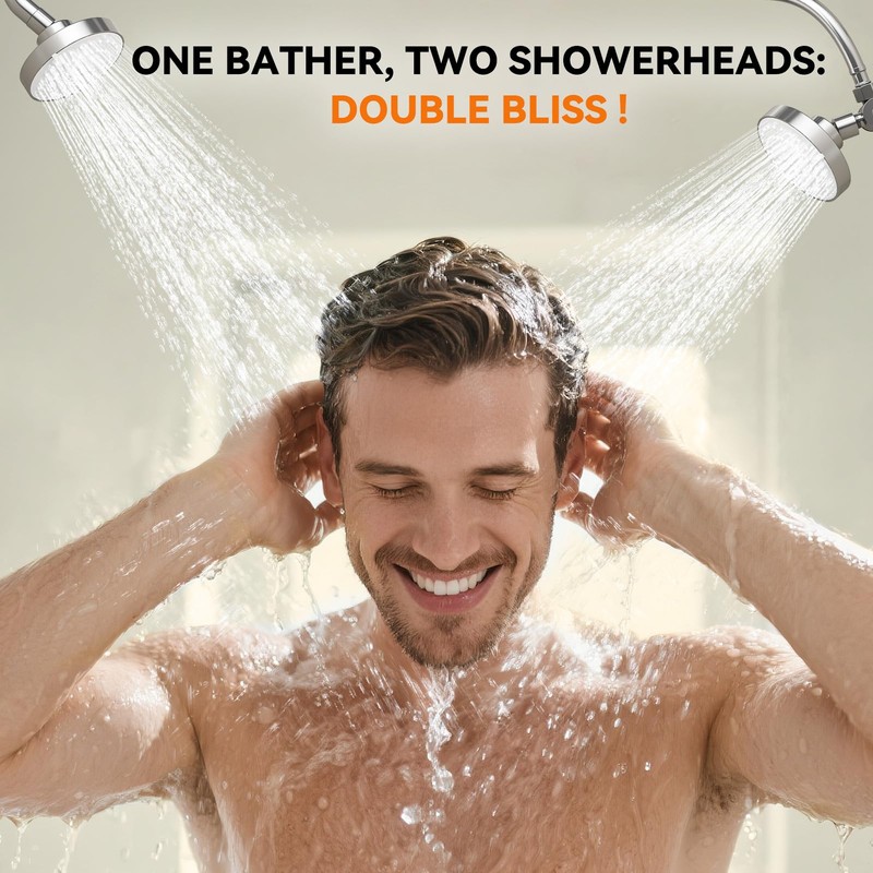 NTPN Dual Shower Head for Couples, High Pressure Double Shower
