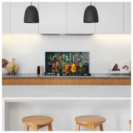 Tempered Glass Kitchen Backsplash, Stove Back Cover, Stove Splashback, Cutting Board, Kitchen Decor Tile, Home Wall Decor (14x30'')