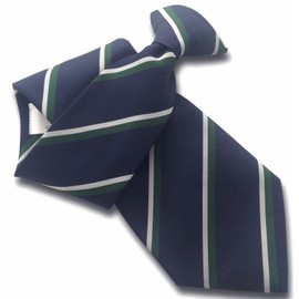 Men's Navy with Bottle Green & White Stripe Clip On Tie