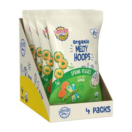 Earth's Best Organic Melty Hoops, Bite-Sized Snacks for Babies 8 Months and Up, Spring Veggie, 0.70 Ounce Bags (Pack of 4)