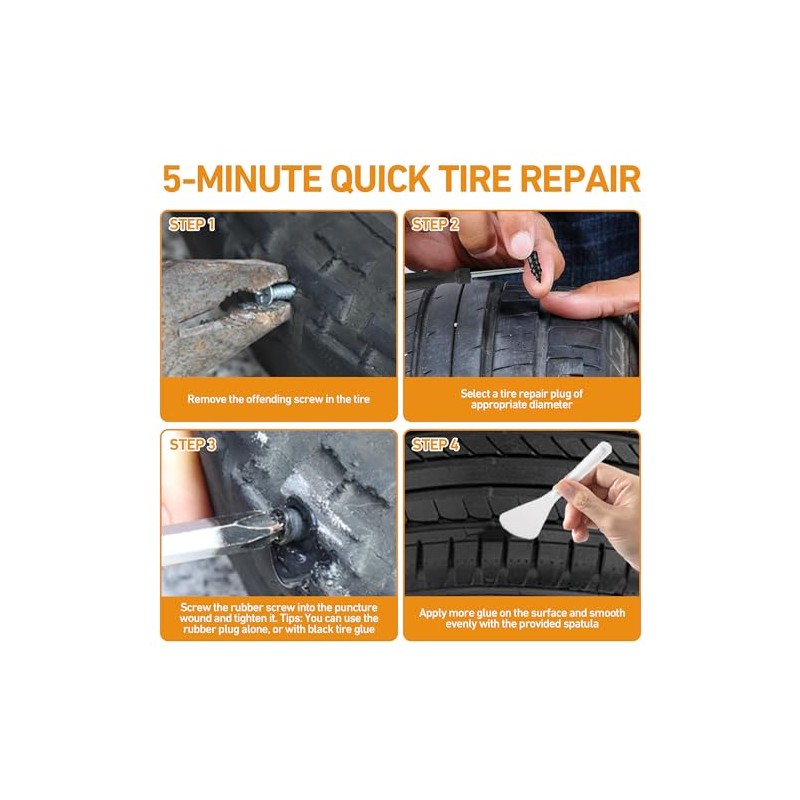 Quick Fix Tire Plug Kit - 40 Pieces for Easy