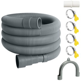 SDLDEER 6.5 Feet Washing Machine Drain Hose, Universal Dishwasher Hose Extension Kit with 1 U-Bend Holder, 1 Extension Adapter and 4 Hose Clamps (‎Gray)