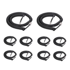 Menewstart Phone Cord Landline 8FT Uncoiled / 1.4FT Coiled 10Pack, Telephone Handset Cord Line Cable, Standard RJ9 4P4C Plugs, Black, for Working in Office or at Home