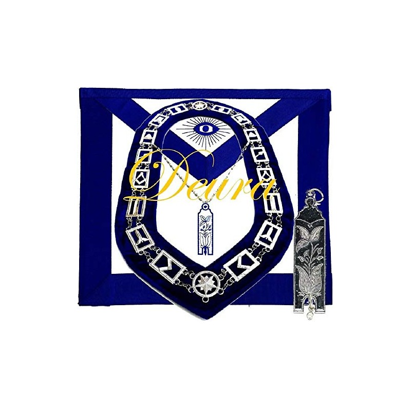 DEURA Masonic Master Mason Junior Warden Silver Jewel + Collar
