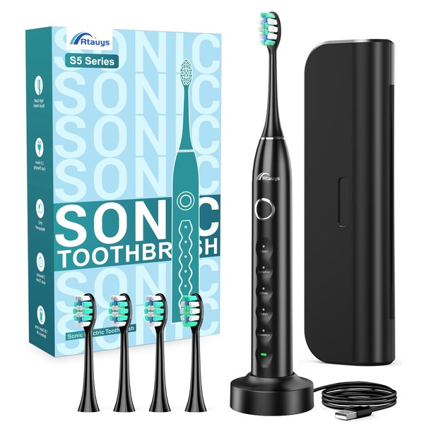 Rtauys Electric Toothbrush for Adults and Kids, Wireless Rechargeable Toothbrush
