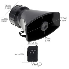 ePathChina 7 Tone Sound Loud Car Siren Vehicle Horn Hooter/Ambulance/Siren/Traffic Sound with Black Remote Controller 12V 100W (1PC Remote Controller)