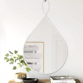FEUFOAM Teardrop Mirror Small Wall Mirror with Metal Framed Decorative Mirror for Wall Oval Hanging Mirror for Bathroom Living Room Bedroom Entryway Hallway White Home Decor