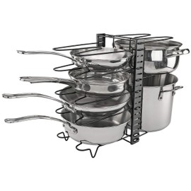 Double Sided Metal Pot & Pan Storage Rack, Black - Southern Homewares - Vertical Cookware Display Shelf