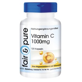 Fair & Pure® - Vitamin C 1000 mg - 120 Kapseln - gepuffert, hochdosiert und bioverfügbar - vegan - deutsche Qualitätsherstellung