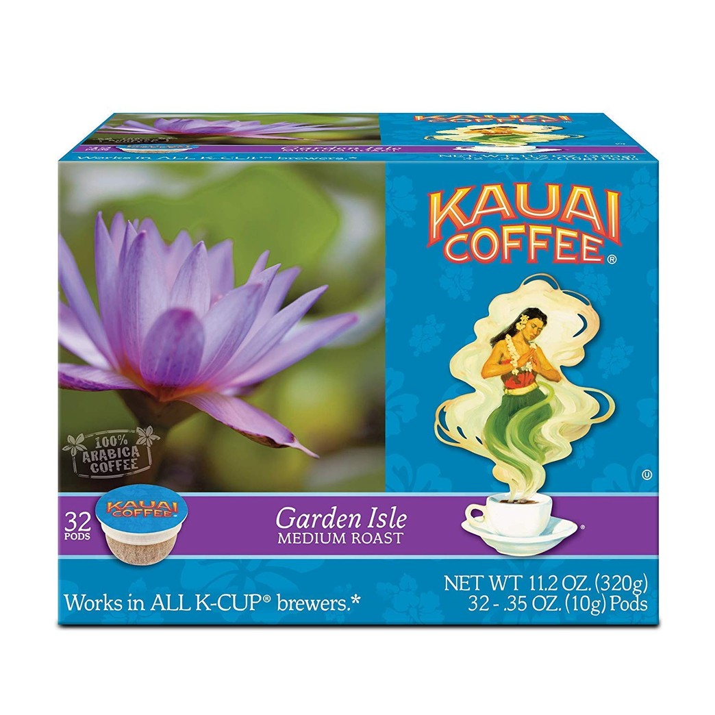 Kauai Coffee Garden Isle Single serve pods, from Hawaii, 32 Count (Pack of 2)