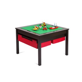 UTEX 2 in 1 Kids Construction Play Table with Storage Drawers and Built in Plate (Espresso)