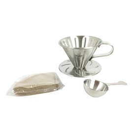 ユノックス 円錐ステンレスドリッパー 1-2人用 メジャーカップ、ロシ40枚入り HG5033