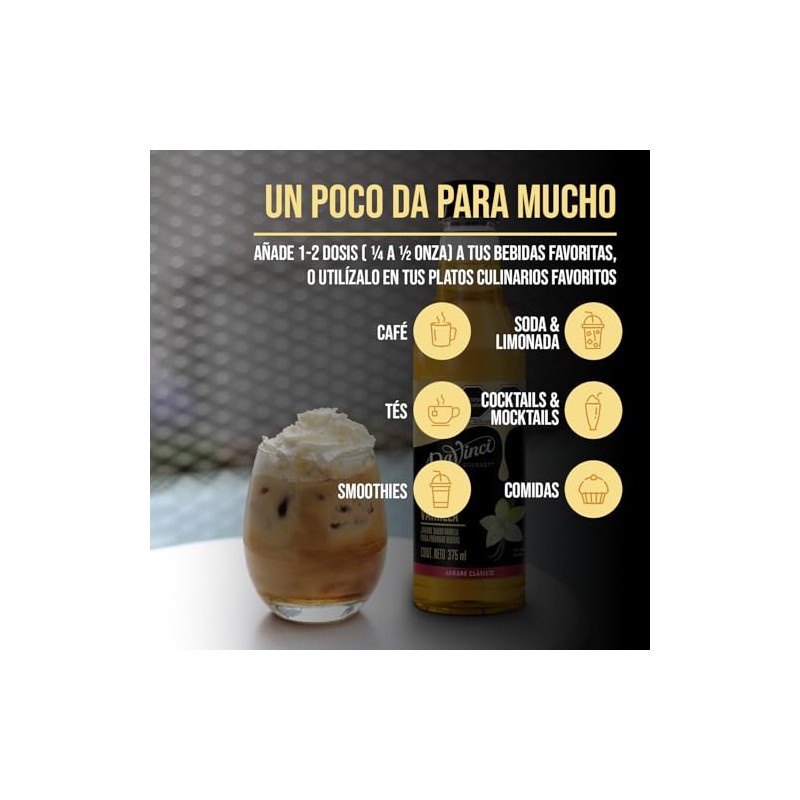 DaVinci Gourmet Jarabe Sabor Vainilla 375 ml para Café y