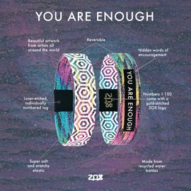 ZOX Bracelets — You Are Enough | Stretchy Elastic Band with Motivational Affirmations and Beautiful Artwork, Great Gift for Men, Women, and Teens (Large)