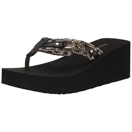 GUESS Women's Ediva Wedge Sandal, Black 001, 6
