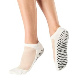 SHASHI Classic Mesh Socks - With Grip For Yoga - Non Slip - W/Storage Pouch Pilates Barre Workout Socks - For Women -Pearl Small
