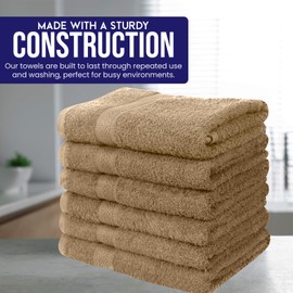 Linteum Textile Supply Premium Hair Drying Towels 100% Ring Spun Cotton Hair Towel for Women, Men, Kids 20x40 inches Quick Dry Salon Towels Hand Towel for Gym, Hair Care, Spa, Home [Pack of 6] Taupe