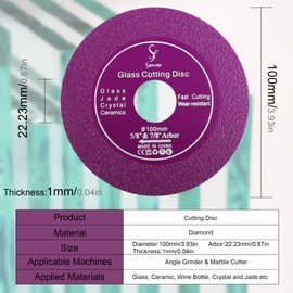 3PCS Glass Cutting Disc, 4 inch Thin Saw Blade Wheel Diamond Cutting Blade for Glass Ceramic Marble Cutting for Angle Grinder 100/115 mm