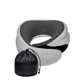 Korigo Neck Travel Pillows for Airplanes, Memory Foam Neck Pillows, Ergonomic Design Travel Pillows for Flight, Light Grey