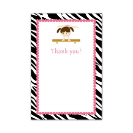 30 Blank Thank You Cards Notes Gym Zebra Pink Black Girl Birthday Baby Shower + 30 White Envelopes