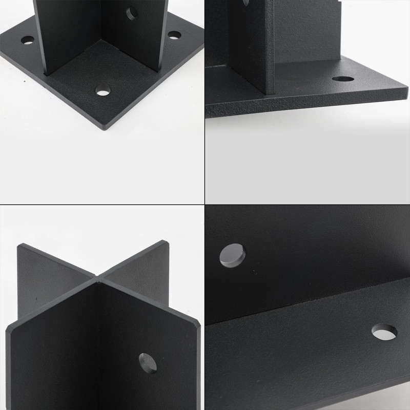 6x6 Concealed Post Base, 5/16" Thick Heavy-Duty Concealed Cross-Shape Wood