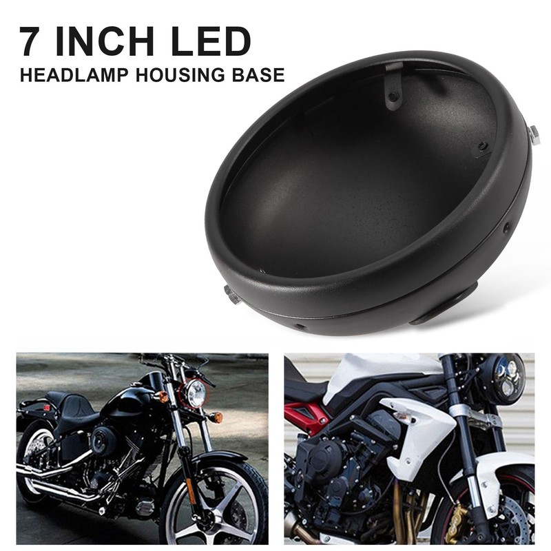 Gokelomg 7 Motorcycle Retro LED Headlight Base in Black