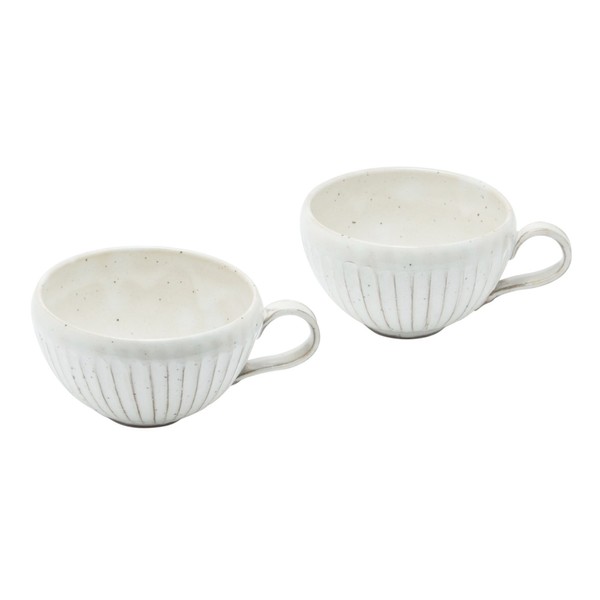 Koyo Pottery Soup Cup, White, Diameter 4.6 x H2.8 x
