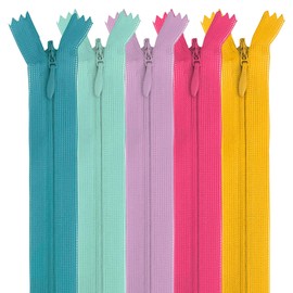 MARARDI [Pack 5] Invisible Zippers [Multicoloured] Nylon [15 cm] Sewing and Crafts for Clothing Bags Fabric for Sewing Machine Patchwork Plastic Cotton Zipper with Metal Zip