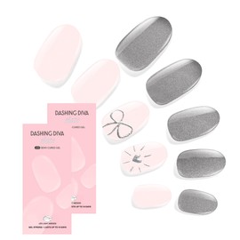 Dashing Diva Glaze Nail Strip Duo - Silver State of Mind Collection - Titanium Glaze & Just Put A Bow On It - Long Lasting, Chip Resistant, Semicured Gel Nail Strips - Contains 2 Colors