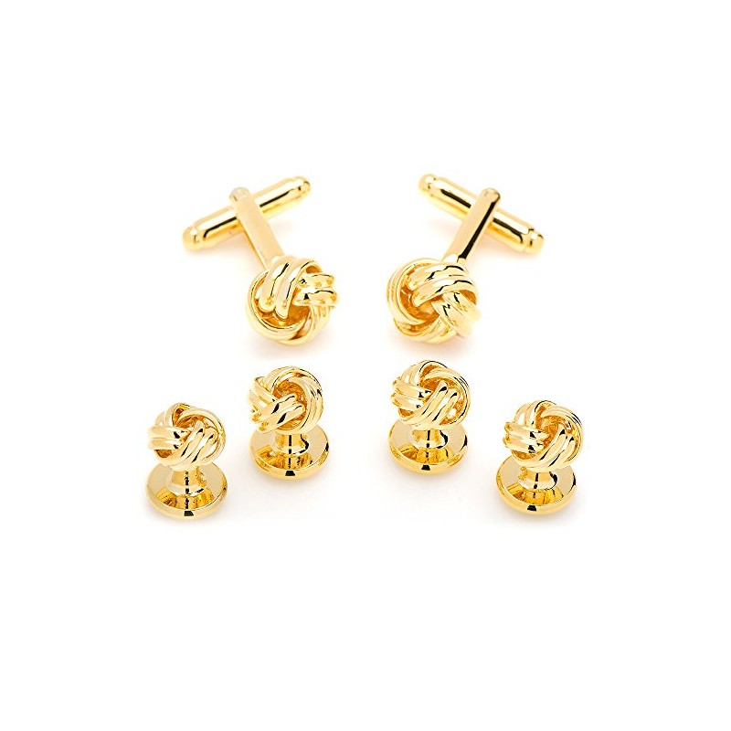 Gold Knot Stud and Cufflink Set
