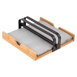 bremermann Bamboo Napkin Holder with Metal Weight Napkin Dispenser