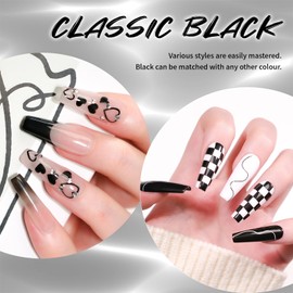 U-Shinein 12 ml Painting Liner Gel Polish, High-gloss, Long-lasting Gel Art Classic Black Paint French Butterfly Lines Built-in Fine Nail Brush Soak Off UV/LED Nail polish Nail Gel Nail Art Manicure