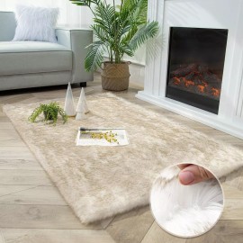 Ashler HOME DECO Soft Fox Faux Fur Chair Couch Cover Area Rug for Bedroom Flo...