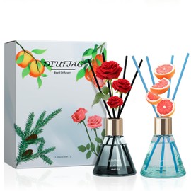 Rose Grapefruit Reed Diffusers with 16 Fiber Sticks,200ml Scent Diffuser for Bedroom Bathroom Living Room,Last Up 45 Days