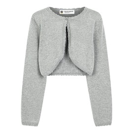 BlackButterfly Girls Long Sleeve Sparkle Cardigan Childrens Kids Bolero Shrug (Silver, 9-10 Years)