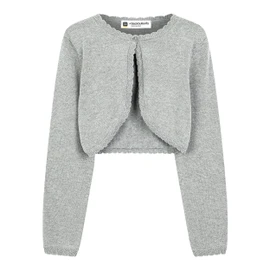 BlackButterfly Girls Long Sleeve Sparkle Cardigan Childrens Kids Bolero Shrug (Silver, 9-10 Years)