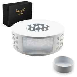 heimzeit Tea Warmer for Teapots and Coffee Pots Made of High-Quality Stainless Steel [Diameter 15 cm, White] Tea Cosy with Tea Light Holder in Stylish Design, Tea Warmer Scratch-Free and for All Sizes