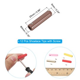 PATIKIL 12 Pcs Shoelace Tips with Screw, Alloy 25mm Cylindrical Aglets Shoes Lace Cords End Tip Cap Replacement for DIY Clothes Strings, Coffee