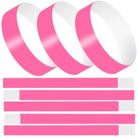 Disposable Wristbands for Events 100 Sheets Fluorescent Synthetic Paper Waterproof Tear Resistant Music Live Club Sports Event Festival Party Amusement Park 14 Colors Available BEIHOO (100 Count, Fluorescent Pink)