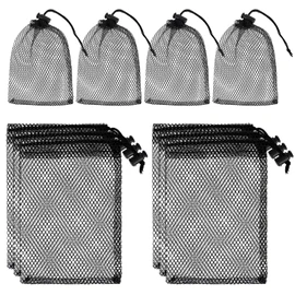 Sliverdew 10PCS Small Mesh Bags Drawstring Black Mesh Drawstring Bag Mini Nylon Net Bag with Drawstrings Small Travel Stuff Bags 6 x 4 inch