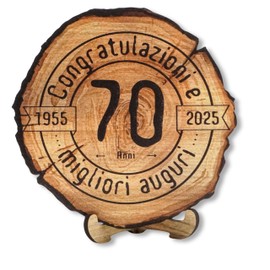 DARO Design - Wooden Disc - 70 Years - Size 20 cm - Gift for Anniversary, 70th Birthday, Anniversary - Congratulations