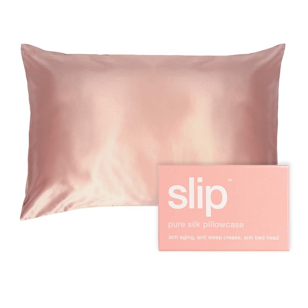 SLIP Silk King Pillowcase, Pink (20" x 36") - 100% Pure 22 Momme Mulberry Silk Pillowcase - Breathable and Hypoallergenic Pillowcases for Hair and Skin Health - Invisible Zipper Closure