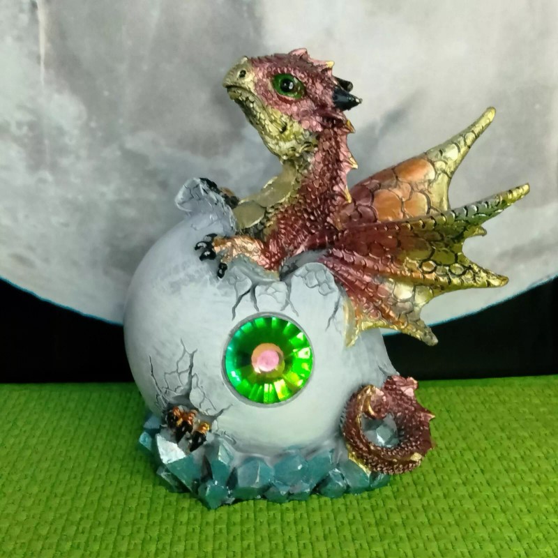 Purple Baby Dragon Hatching from an Egg Collectible Figurine H