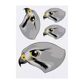 4 x 'Kestrel Head' Temporary Tattoos - Water Resistant, Skin-Safe, Non-Toxic Transfers, Mixed Sizes (TO00079718)