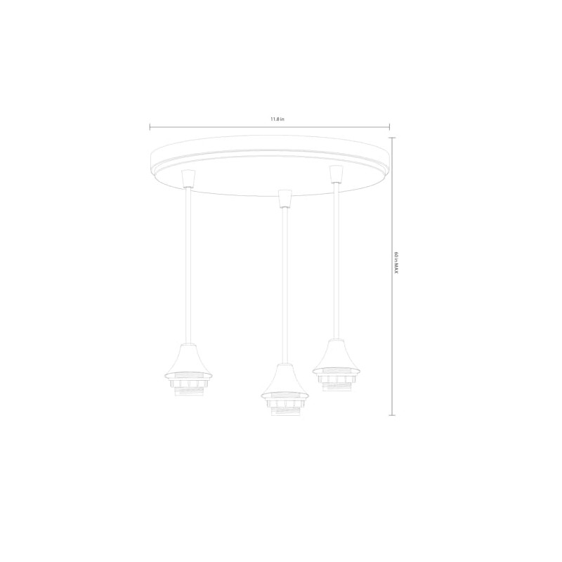 Litex Industries: 3-Light Mini Ceiling Pendant Round Fitter in French