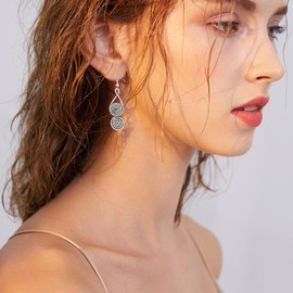 JIMARIN Handmade Bohemian Vintage Gold Round Circle Disc Dangle Drop Earrings for Women Retro Geometry Heart Wrap Rectangle Sunflower Hook Earring, Regular, Metal, No Gemstone