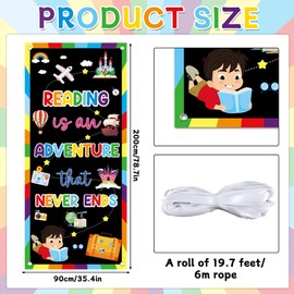 Wiooffen Classroom Reading Door Cover Colorful Welcome Front Door Porch Sign Back To School Hanging Banner Decoration Colorful Photo Background Wall Decor for Kindergarten Preschool Elementary