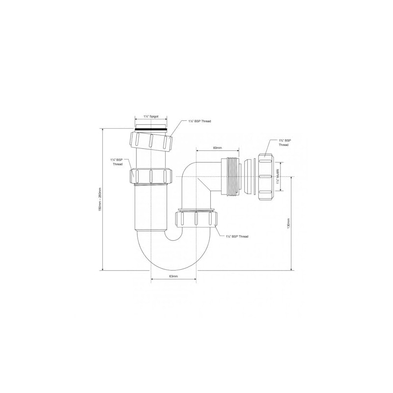 McAlpine ASC10 11/2 inch x 75mm Water Seal Adjustable Inlet