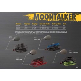 BOOYAH Moontalker Spinner-Bait Bass Fishing Lure, Black/Red, 3/8 oz